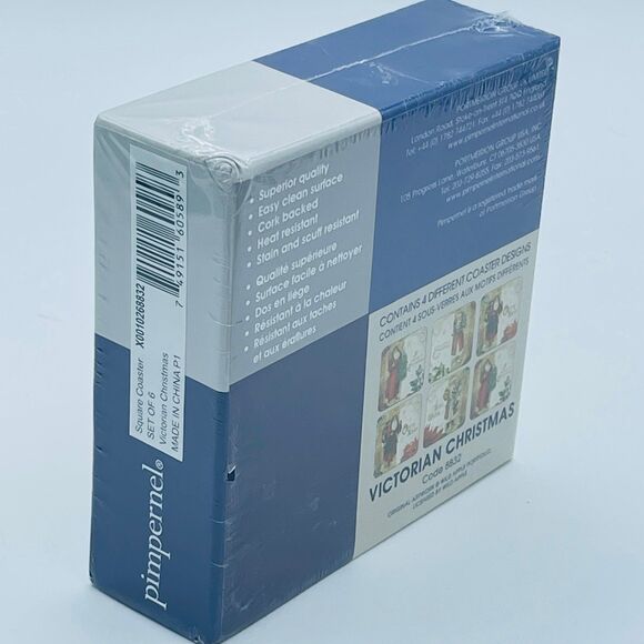 Brand NEW Sealed Pimpernel Coaster Set Victorian Christmas Portmeirion Group - Picture 5 of 5